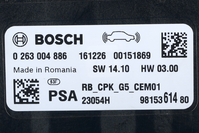 Styreenhet parkering til Peugeot Expert 2016-->> (Type III)  (BOSCH|0 263 004 886|98 153614 80|)