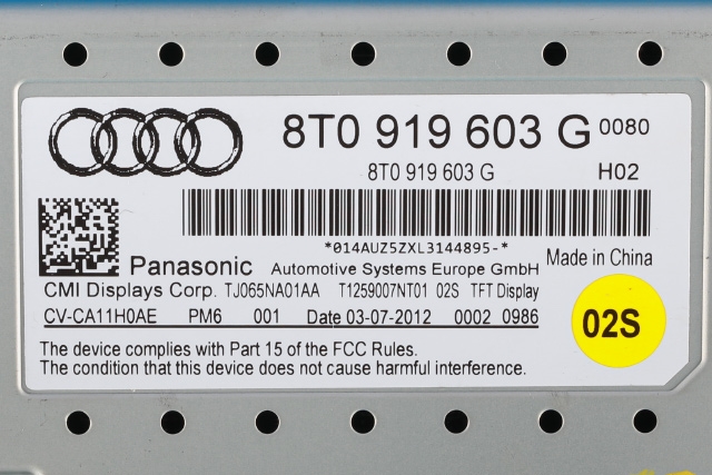 Bilstereo navigasjon skjerm til Audi A4 2007-2014 (Type IV) (B8) (B8) (VAG|8T0 919 603 G|)