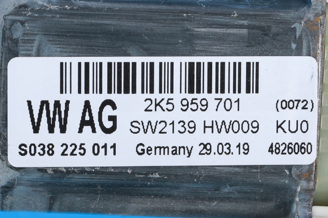 Ruteheis, kun motor, venstre foran til VW Caddy 2015-2020 (Type III, Fase 3)  (VAG|2K5 959 701|5K0 959 793|)