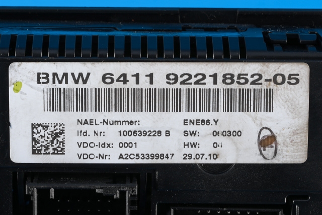 Varmeapparat betjening til BMW X1 2009-2015 (E84) (E84) (BMW|64.11-9 221 852|)