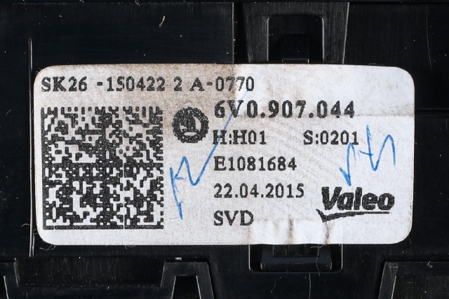 Varmeapparat betjening til Škoda Fabia 2014-2021 (Type III)  (VAG|6V0 907 044|)