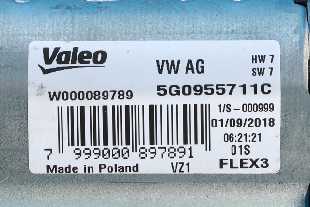 Viskermotor bakrute til VW Polo 2017-2021 (Type VI, Fase 1) (VALEO|W000089789|5G0 955 711 C|)