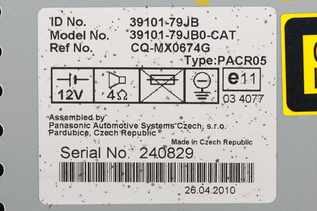 Bilstereo til Suzuki SX4 2009-2013 (Type I, Fase 2)  (SUZUKI|39101-79JB0|)