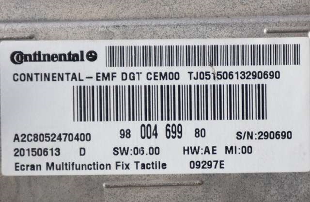 Multimedia display (MCU - Media Controller Unit) til Citroën C4 2011-2017 (Type II) (CITROEN|98 004699 80|)