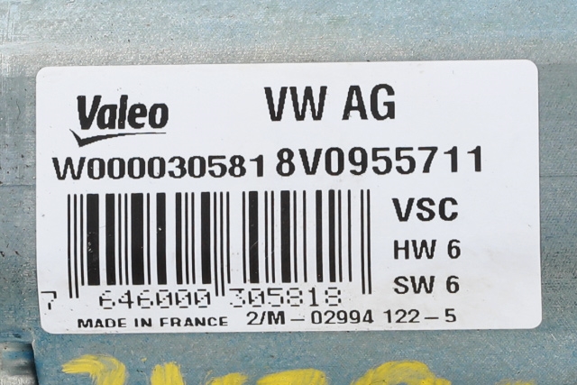 Viskermotor bakrute til Audi A3 2012-2016 (Type III, Fase 1) (VAG|8V0 955 711|)