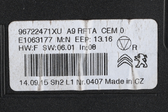 Varmeapparat betjening til Peugeot 2008 2013-2019 (Type I)  (PEUGEOT|96 722471 XU|)