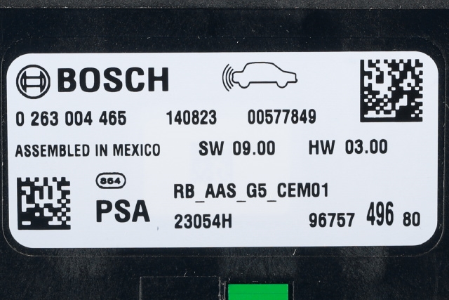 Styreenhet parkering til Peugeot 2008 2013-2019 (Type I)  (BOSCH|0 263 004 465|96 757496 80|)