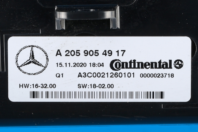Varmeapparat betjening til Mercedes EQV 2020-->> (W447) (W447) (MERCEDES|A 205 905 49 17|)