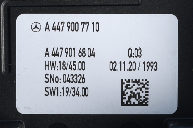 Bilstereo navigasjon betjeningspanel til Mercedes EQV 2020-->> (W447) (W447) (MERCEDES|A 447 900 77 10|)