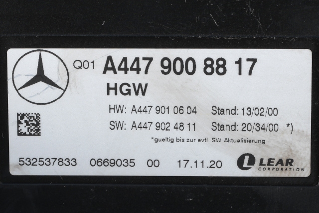 Styreenhet diverse til Mercedes EQV 2020-->> (W447) (W447) (MERCEDES|A 447 900 88 17|)