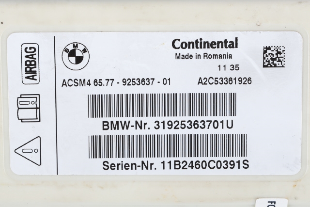 Styreenhet airbag hovedsensor til BMW 5-Serie 2010-2017 (F10/F11) (F10/F11) (BMW|65.77-9 253 637|)