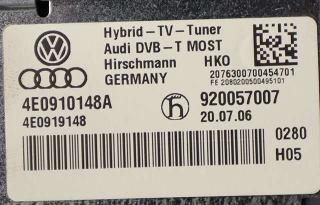 Bilstereo diverse til Audi A8 2003-2010 (Type II)  (VAG|4E0 910 148 A|)