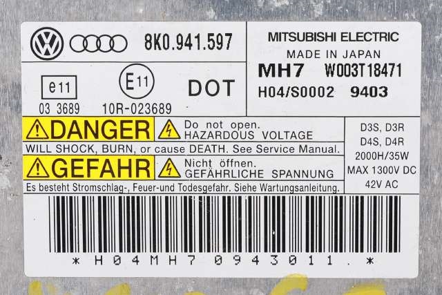 Styreenhet xenon/ballast til Audi A4 2007-2014 (Type IV) (B8) (B8) (VAG|8K0 941 597|)