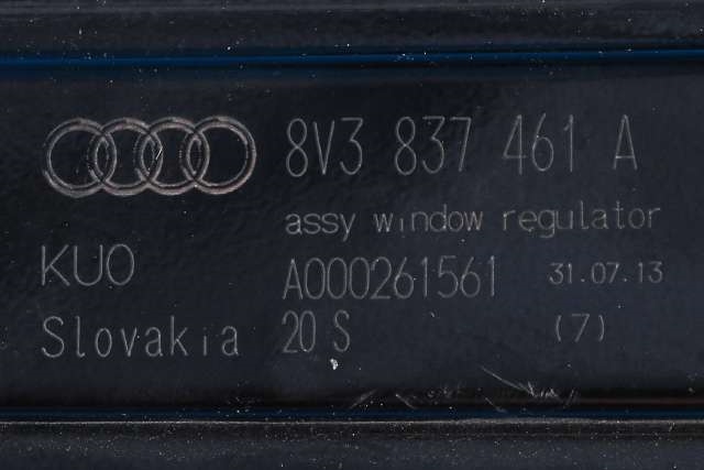 Ruteheis venstre foran til Audi A3 2012-2016 (Type III, Fase 1)  (VAG|8V3 837 461 A|)