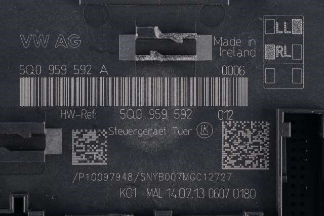Styreenhet dør høyre foran til Audi A3 2012-2016 (Type III, Fase 1)  (VAG|5Q0 959 592 A|)