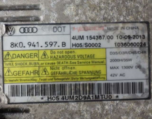 Styreenhet xenon/ballast til Škoda Octavia 2013-2016 (Type III, Fase 1) (VAG|8K0 941 597 B|)