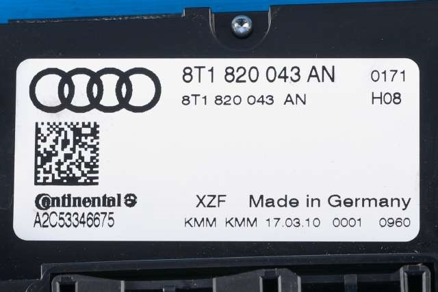 Varmeapparat betjening til Audi A5 2007-2016 (Type I)  (VAG|8T1 820 043 AN|)