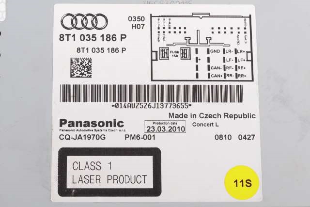 Bilstereo til Audi A5 2007-2016 (Type I)  (VAG|8T1 035 186 P|)
