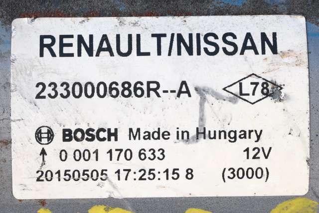 Starter diesel til Renault Kadjar 2015-->> (BOSCH|0 001 170 633|2330 00686R-A|)