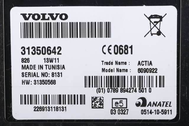 Styreenhet diverse til Volvo XC60 2008-2013 (Type I, Fase 1) (VOLVO|31350642|)