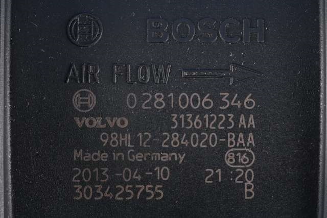Luftmengde/luftmassemåler til Volvo XC60 2008-2013 (Type I, Fase 1)  (BOSCH|0 281 006 346|31361223 AA|)