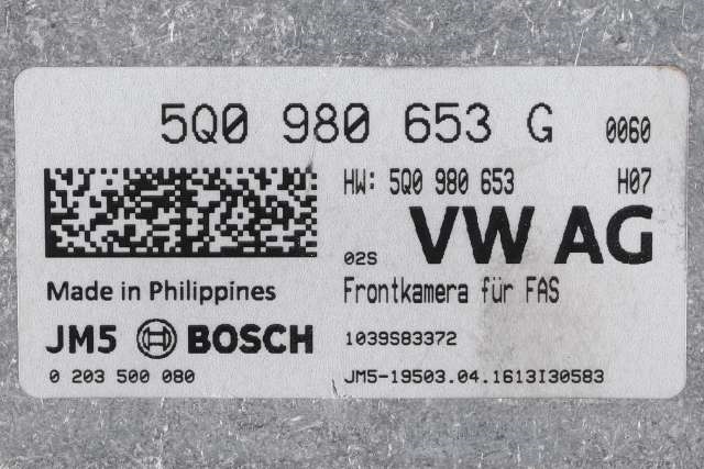 Kamera til VW Golf VII 2012-2017 (Fase 1)  (VAG|5Q0 980 653 G|)