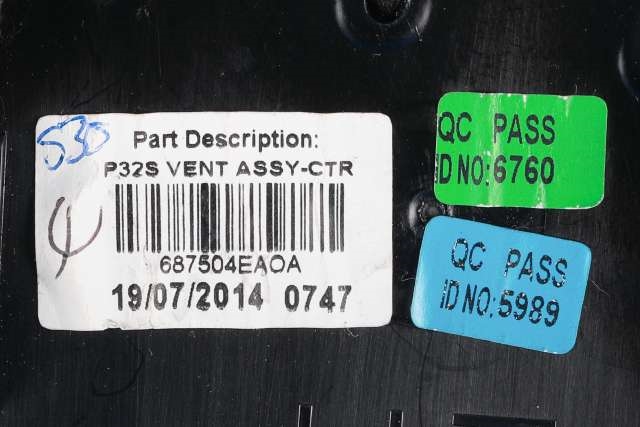 Dashbord friskluftdyse midtkonsoll til Nissan Qashqai 2014-2021 (Type II)  (NISSAN|68750-4EA0A|)