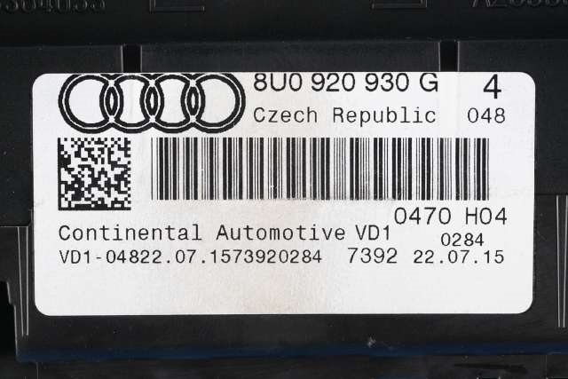 Instrumentpanel til Audi Q3 2015-2018 (Type I, Fase 2)  (VDO|A2C86857000|8U0 920 930 G|)