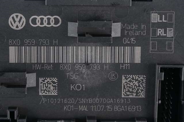 Styreenhet dør venstre foran til Audi Q3 2015-2018 (Type I, Fase 2)  (VAG|8X0 959 793 H|)