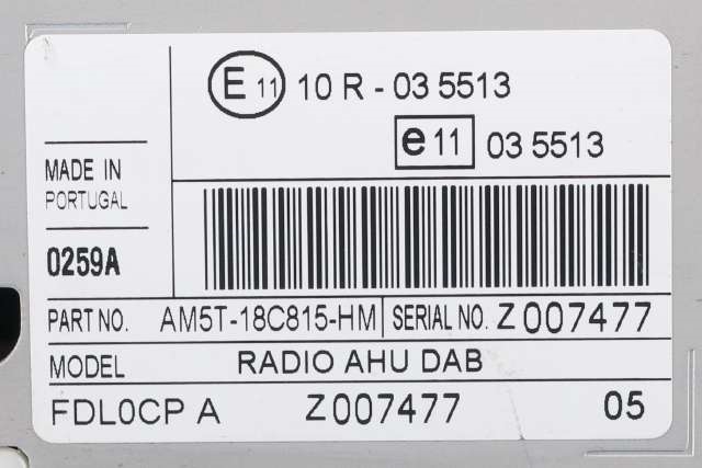 Bilstereo, med DAB til Ford Fiesta 2013-2017 (Type VI, Fase 2) (FORD|AM5T-18C815-HM|)