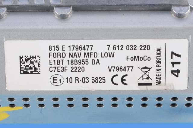 Bilstereo navigasjon skjerm til Ford Fiesta 2013-2017 (Type VI, Fase 2)  (FORD|E1BT-18B955-DA|)