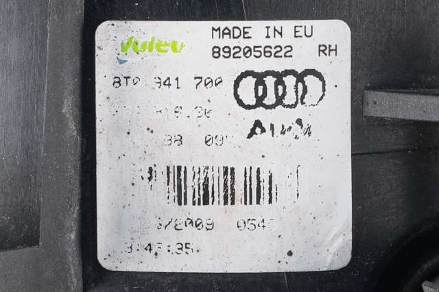 Tåkelykt høyre foran til Audi A4 2007-2014 (Type IV) (B8) (B8) (VALEO|89205622|8T0 941 700|)