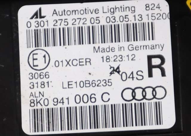 Frontlykt høyre xenon til Audi A4 2007-2014 (Type IV) (B8) (B8) (VAG|8K0 941 006 C|)
