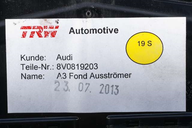 Dashbord friskluftdyse til Audi A3 2012-2016 (Type III, Fase 1)  (VAG|8V0 819 203|)
