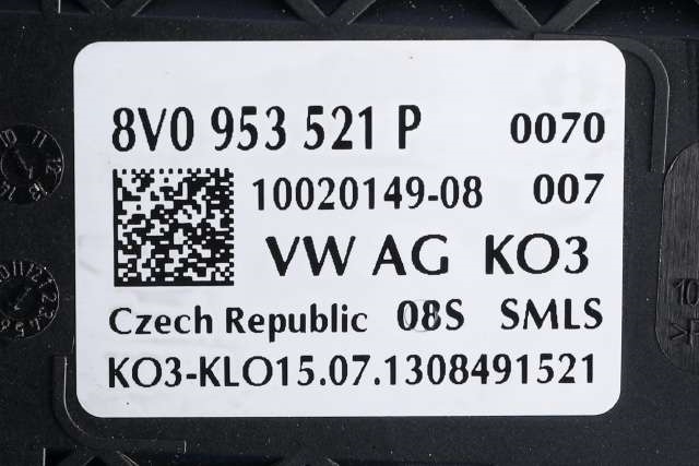 Bryter combi til Audi A3 2012-2016 (Type III, Fase 1) (VAG|8V0 953 521 P|)