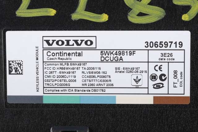 Styreenhet nøkkelfri/keyless til Volvo V70 2014-2016 (Type III, Fase 2)  (VOLVO|30659719|)