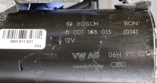 Starter til Audi A4 2007-2014 (Type IV) (B8) (B8) (BOSCH|0 001 138 013|06H 911 021|)