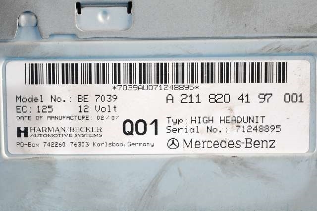 Bilstereo navigasjon til Mercedes E-Klasse 2006-2009 (Fase 2) (W211) (W211) (MERCEDES|A 211 820 41 97|)