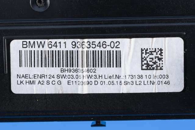 Varmeapparat betjening til BMW 1-Serie 2015-2019 (Fase 2) (F20/F21) (F20/F21) (BMW|64.11-9 363 546|)