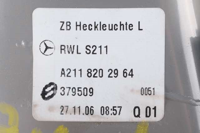 Baklykt venstre indre til Mercedes E-Klasse 2006-2009 (Fase 2) (W211) (W211) (MERCEDES|A 211 820 29 64|)