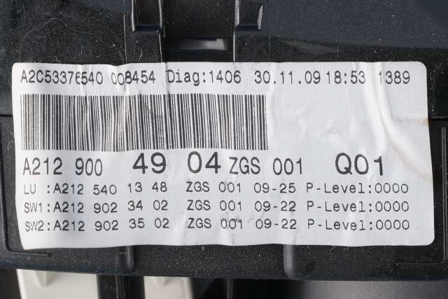 Instrumentpanel til Mercedes E-Klasse 2009-2013 (Fase 1) (W212) (W212) (MERCEDES|A 212 900 49 04|)