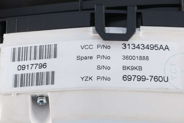 Instrumentpanel til Volvo V60 2010-2013 (Type I, Fase 1)  (YAZAKI|69799-760U|31343495 AA|)
