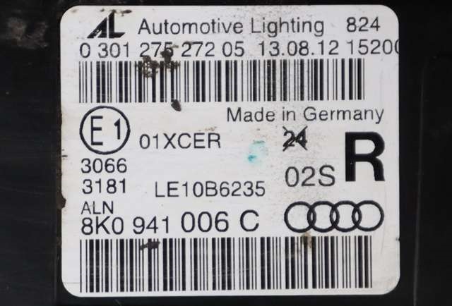 Frontlykt høyre xenon til Audi A4 2007-2014 (Type IV) (B8) (B8) (VAG|8K0 941 006 C|)