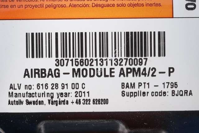 Airbag passasjer til Volvo V60 2010-2013 (Type I, Fase 1)