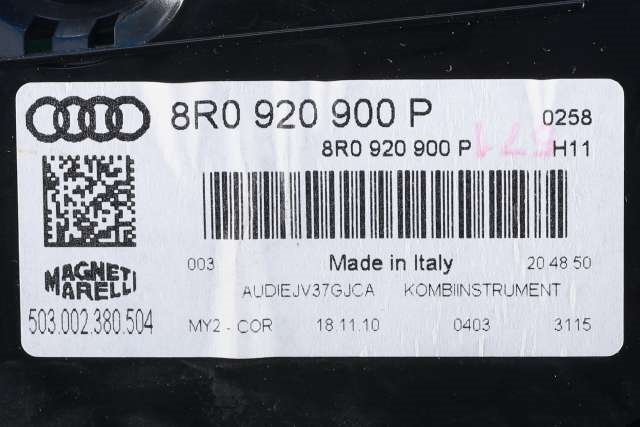 Instrumentpanel til Audi Q5 2008-2012 (Type I, Fase 1)  (MAGNETI|503.002.380.504|8R0 920 900 P|)