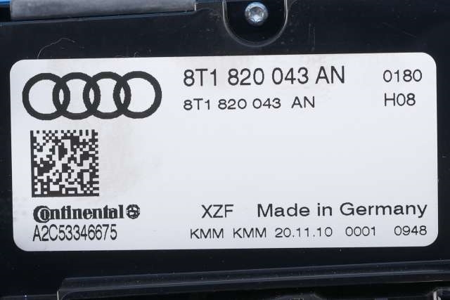Varmeapparat betjening til Audi Q5 2008-2012 (Type I, Fase 1)  (VAG|8T1 820 043 AN|)