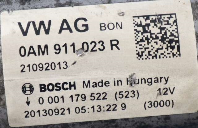 Starter til Audi A3 2012-2016 (Type III, Fase 1)  (BOSCH|0 001 179 522|0AM 911 023 R|)