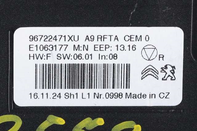 Varmeapparat betjening til Peugeot 208 2012-2019 (Type I)  (PEUGEOT|96 722471 XU|)