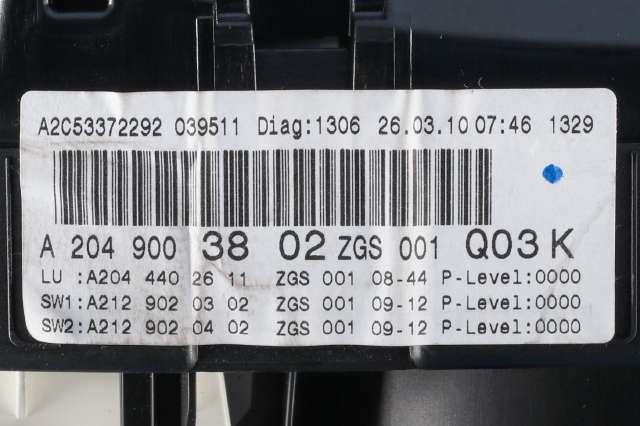 Instrumentpanel til Mercedes C-Klasse 2007-2011 (Fase 1) (W204) (W204) (MERCEDES|A 204 900 38 02|)