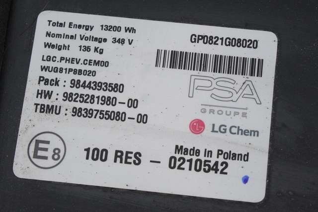 Batteripakke hybrid til Peugeot 3008 2016-->> (Type II) (PEUGEOT|98 443935 80|)